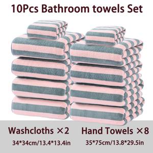 TEMU 10개 타월 세트 (8개 핸드 타월, 2개 워시 클로스 포함), 패턴 극세사 소재, 단색, 부드럽고 편안하며 통기성이 좋고 빠른 건조, 피부 친화적, 선물 아이디어, 욕실 샤워, 호텔, 사우나 및 스파에 적합