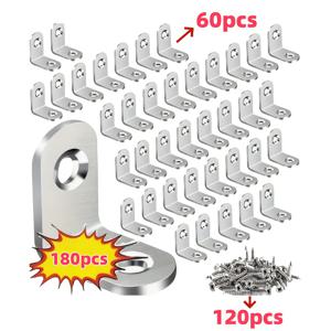 TEMU 180개 메탈 브래킷 코너 조립 키트 (브래킷 60개, 나사 120개 포함), 의자, 서랍, 캐비닛, 테이블, 스툴 및 다양한 나무 가구 조립에 적합