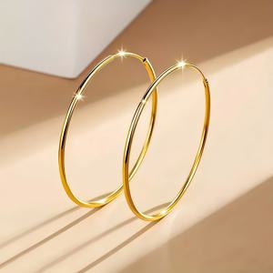 TEMU 저자극성 대형 후프 귀걸이 한 쌍, 단색 304 스테인리스 스틸 귀걸이, 큰 둥근 귀고리가 달린 여성용 대형 원형 후프 귀걸이, 일상복이나 파티용 고품질 패셔너블한 여성용 귀걸이, 주얼리 액세서리, 여성을 위한 정교한 선물