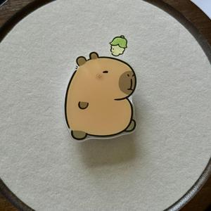 TEMU 2D 평면 만화 재미있는 카피바라 폰 케이스 (스틱 온 스탠드 포함), 독특하고 귀여운 카피바라 디자인, 휴대폰을 잡기 위한 접이식 손가락 그립, 친구 및 가족을 위한 선물로 완벽