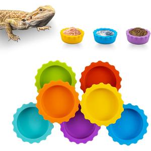 TEMU 7팩 크레스티드 게코 식기 및 물그릇, 유디미스크스 재사용 가능한 소형 파충류 급식 접시, 게코 탱크 액세서리 (허밋 크랩, 타란톸, 이소포드, 도마뱀용), 쉬운 세척 & 7가지 색상