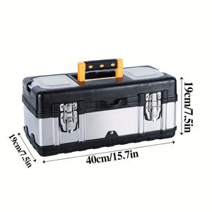 TEMU 17인치 헤비듀티 산업용 공구함, 잠금식 이중층 낙하방지 대용량 보관함, 스테인리스 강화 하드웨어, 전기공/자동차 수리용 공구함, 두꺼운 방한 가정용 공구함