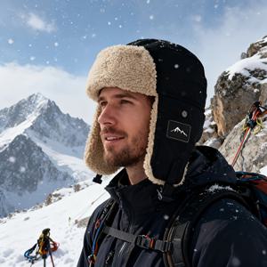 TEMU 유럽 및 미국 남성용 겨울 야외 등반용 따뜻한 기모 안감 모자, 귀 보호 및 방풍 스키 모자