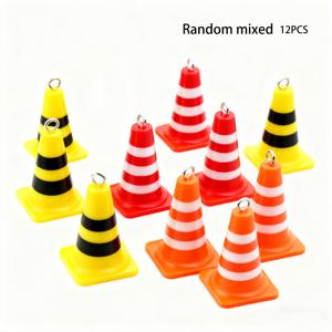 TEMU 12개 리얼리스틱 트래픽 콘 키체인 | 도로 안전 바리어 펜던트 참, DIY 공예 및 선물용 (멀티컬러 세트)