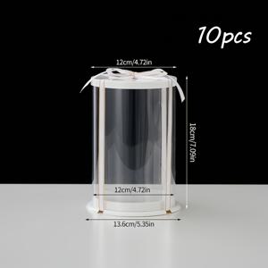 TEMU 이중 레이어 투명 케이크 상자 2인치, 3인치, 4인치 | 플라스틱, 클립형 잠금, 원형, 일회용