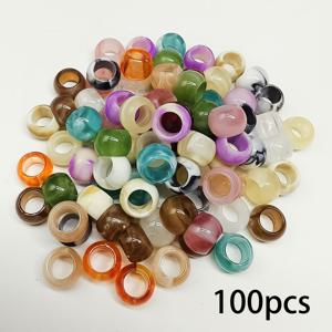 TEMU 100개/10mm 대구경 실린더 구슬 - 주얼리 제작, 목걸이, 팔찌, 귀걸이 참, 열쇠고리 및 액세서리용 A컷 구멍이 있는 멀티컬러 대량 공예용 구슬 (DIY용) - 목걸이, 팔찌, 귀걸이, 휴대폰 케이스 장식에 적합