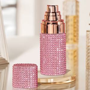 TEMU 1/3개 멀티 컬러 라인스톤 스프레이 병 (핑크/골드/실버) | 고급 글리터 스타일 플라스틱 원통/직사각형 휴대용 용기 | 누출 방지 리필 가능 화장품 미스트 디스펜서 (여행용)