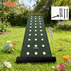 TEMU 더블 레이어 천공 정원 잡초 차단막 | 녹색 & 검정색 내구성 있는 부직포 | 통기성 좋고 쉽게 자를 수 있는 잡초 방지 천, 딸기 밭/채소밭/과수원/마당용 5개의 지면 못 세트 포함