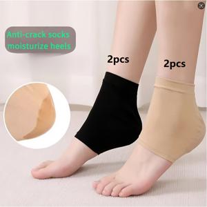 TEMU 4개 실리콘 보습 뒤꿈치 커버 | 남녀 공용 통기성 레이스 균열 방지 깔창, 각질 제거 및 피부 부드러움 발 패드, 이상적인 새해 선물