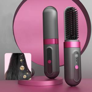 TEMU 무선 빗, 오래가는 배터리, 3단 온도 조절, 빠른 스타일링, USB 충전 방식