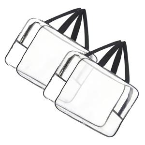 TEMU 2개입 두꺼운 투명 대용량 플라스틱 수납 가방, 튼튼한 지퍼 풀 장착, 여행 용품, 의류, 블록, 선반 바구니 보관에 적합