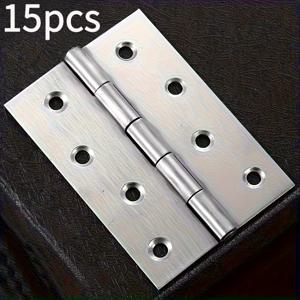 TEMU 3.5인치 스테인리스 스틸 도어 힌지 15개입, 방수 및 녹 방지, 견고한 베어링으로 조용한 닫힘, 광택 금속 엔드, 간편한 설치를 위한 표면 장착, 접이식 도어, 캐비닛, 가구, 보석 상자에 적합