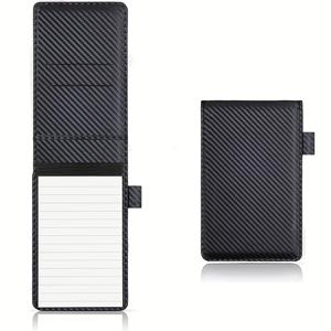 TEMU 블랙 가죽 포켓 메모장 홀더 (카본 파이버 재질), 3X5인치 메모 패드용 디자인. D와 K 경찰 포켓 노트북용 한 줄 메모장 1개 포함