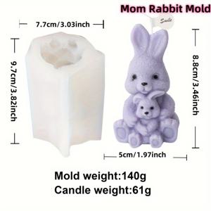 TEMU 레진, 석고 및 양초 제작을 위한 실리콘 토끼 몰드 - 아로마테라피 및 장식을 위한 동물 테마의 타원형 DIY 공예 도구
