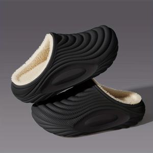 TEMU FZT 남성용 겨울 슬리퍼, 심플하고 스타일리시한 단색 실내 가정용 커플 스타일, 따뜻하고 편안한 플러시 안감이 있는 남녀공용, EVA 갑피 및 밑창, 1개 성형 디자인, 일상 캐주얼 및 사무실 복장에 적합, 가족을 위한 크리스마스 선물