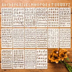 TEMU 빈티지 레터링 및 숫자 템플릿 16개, 4x7인치, 내구성 있는 플라스틱 - 재사용 가능한 폰트 가이드, 불렛 다이어리, 벽 장식, 나무 간판, 섬유 공예, DIY 미술 프로젝트에 적합, 세리프체 및 논세리프체 스타일 포함, 재사용 가능한 공예 템플릿