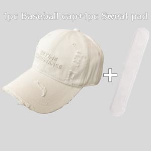 TEMU 땀 흡수 패치가 있는 디스트레스드 야구 모자 2개, 남녀공용 레터 자수 워싱 챙 모자, 얼굴을 가리는 넓은 챙의 소프트 탑 야구 모자