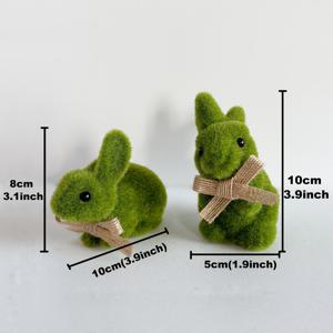 TEMU 부활절 토끼 장식품 2개, 클래식 정원 장식 토끼 장식품, 10cm(3.9인치) 미니 사실적인 이끼 토끼 조각상, 부활절 안뜰 화분 야외 장식, 봄 정원 가정 파티 휴일 장식, 실내 화분 정원 장식품