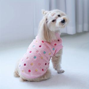 TEMU 1개 캔디 컬러 시리즈 멀티컬러 도트 귀여운 피부 친화적 코랄 웜 스웨트셔츠, 소형~중형 반려동물 고양이와 강아지용, 실내외 사계절 착용, 가을과 겨울
