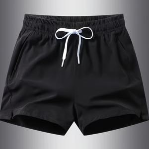 TEMU 남성 솔리드 컬러 집업 드로스트링 캐주얼 반바지