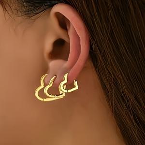 TEMU 여성을 위한 구리 하트 스터드 귀걸이 6개 세트, , 데이트, 휴가, 파티에 완벽