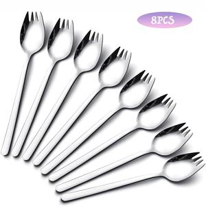 TEMU 스테인리스 스틸 스포크 4/8개 세트, 일상 가정용 메탈 스포크, 8인치 긴 손잡이 디저트 샐러드 포크, 과일 에n't 디저트용 내구성 있는 스포크, 미러 폴리싱, 식기세척기 사용 가능