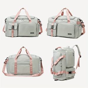 TEMU 여성용 멀티백 세트, 다용도 여행 & 짐백 - 세련된 핑크, 대용량 멀티 오거나이저, 조절 가능한 어깨끈, 독립형 신발 수납공간 - 내구성 폴리에스터, 지퍼 잠금 - 데이 여행에 완벽