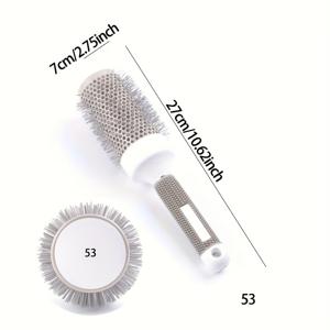 TEMU 1개 원통형 컬링 스타일링 회색 손잡이 열전도성 에어 세라믹 롤링 빗 헤어드레싱 빗, 다기능 알루미늄 튜브 내열 스타일링 빗 정전기 방지 건습식 겸용 헤어 빗