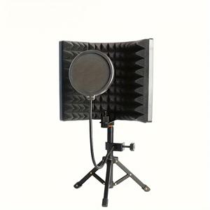 TEMU 휴대용 녹음 실드 키트 삼각대 스탠드 포함 - ABS 마이크 격리 실드, 3도어 접이식 소리 흡수 폼, 방지 스프레이 메쉬, 스튜디오 및 현장 소음 감소를 위한 무충전 스탠드 장착 설치