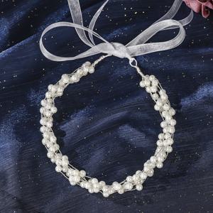 TEMU 신상 브레이드 리본 헤어밴드, 인조 진주 장식, 웨딩, 연회 및 파티에 완벽한 신부 액세서리