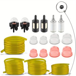 TEMU 20pcs 연료 시스템 키트, 4피트 유연한 호스 포함 - AC04122 연료 라인 프라이머 불브, Zama, Poulan, Craftsman, Ryobi, Homelite 체인 사위 트리머 및 블로워용 소형 엔진 연료 키트, 플라스틱 구조, 소형 엔진 연료 | 유연한 연료 호스 | 내구성 있는 플라스틱 불브, 연료 라인 키트