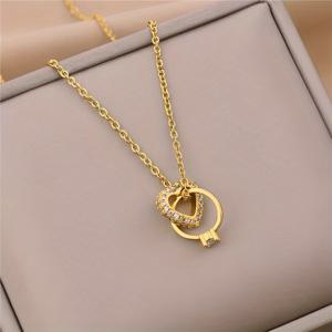 TEMU 고품질 저자극 패션 반지, 하트 펜던트 장식, 여성용 금도금 스테인리스 스틸 I8K 목걸이. 세련되고 고급스러우면서도 착용하기 쉬운 제품으로, 일상복 및 선물용으로 적합합니다.