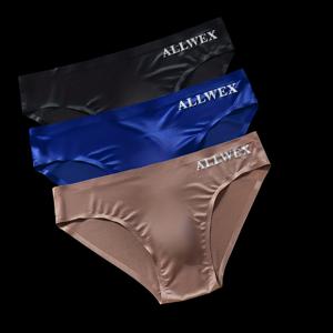 TEMU 3개입 남성용 속옷, 시스루 아이스 실키 섬유 남성 팬티, 고탄력 니트 속옷, 솔리드 컬러, 스포츠, 캐주얼, 피트니스용 편안하고 통기성 좋은 로우라이즈, 광택 3D 컷, 남성 박서 브리프