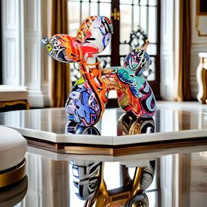 TEMU 1개/컬러풀 풍선 개 조각상 동물 장식품, 거실 책장 TV 바 카운터 테이블 센터피스 홈 데코