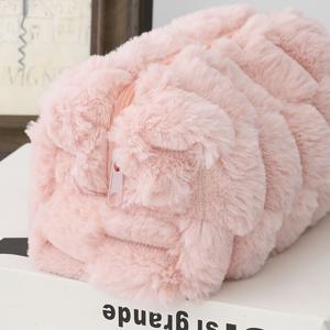 TEMU 마카롱 플러시 캔디 컬러 메이크업 가방, 새로운 소녀 감성 휴대용 귀여운 필통