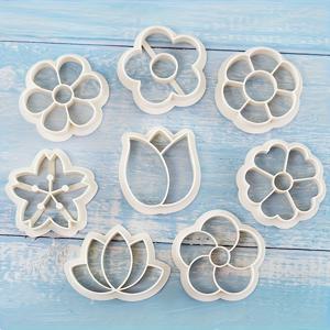 TEMU 꽃 모양 쿠키 커터 세트 8개, 플라스틱 쿠키 몰드 (베이킹용), 만화 폰당 슬라이서, 베이킹 도구용 점토 및 반죽 몰드