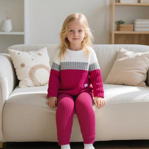 TEMU 2개 세트 여아용 라운드넥 니트 긴팔 세트, 창의적인 컬러 블록 패치워크, 레터 패치 장식, 솔리드 컬러 리브드 스트레치 원단, 봄과 가을용, 1-8세 여아에게 적합. 데일리 캐주얼 웨어와 스포츠에 적합한 스타일, 여아를 위한 이상적인 선물. 야외 활동에 적합, 야외 활동에 완벽