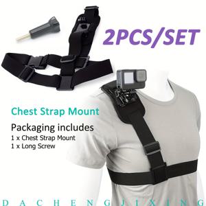 TEMU 2개 액션 카메라 숄더 고정 브래킷 | 싱글 숄더 스트랩 마운트 체스트 스트랩 마운트, GoPro Hero 8/7/6/5/4/3, AKASO, DJI 및 기타 스포츠 카메라 보호 프레임 액세서리 - 폴리아미드 소재, 핸즈프리 안전 스트랩 시스템