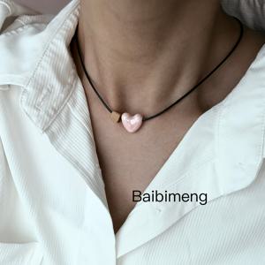 TEMU 사랑스러운 핑크 하트 펜던트 목걸이 - 어머니날, 발렌타인데이 & 일상 패션에 완벽한 선택