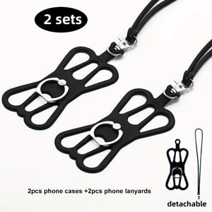 TEMU 2-Set/2개 분리형 폰 스트랩 (링 홀더 케이스 포함), 360도 각도 조절로 간편한 핸들링 및 비디오 시청 가능. 탄성 소재로 제작되어 대부분의 폰과 호환 가능, 매우 다용도, 간편한 부착.