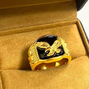 TEMU 3D 조각 디자인의 독수리 와이드 밴드 남성용 반지, 고급스럽고 왕성한, 왕의 반지