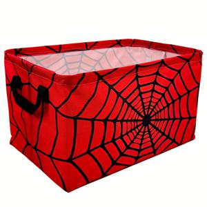 TEMU 빨간색 거미줄 수납 바구니 - 접이식 큐브 정리함, 오픈 선반 디자인, 튼튼한 폴리에스터 소재, 옷, 장난감, 욕실 장식 및 액세서리 보관에 적합