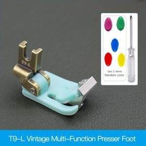 TEMU 다용도 4-in-1 조절식 범용 압착 발, 플랫베드 재봉틀 전용 고품질 테프론 베이스, 밑단, 접기, 바인딩 및 모서리 마감에 적합