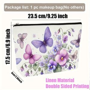 TEMU 화장품 가방 1개, 나비와 보라색 꽃 메이크업 가방, 클러치, 세면도구 가방, 필통, 선물 가방, 어머니, 딸, 가장 친한 친구, 선생님을 위한 이상적인 선물, 졸업, 웨딩 시즌 및 휴일에 필수품