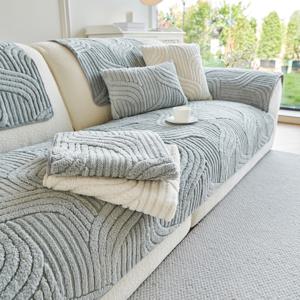 TEMU 스타일 소파 쿠션, 플러시하고 부드러움, 미끄럼 방지, 싱글, 더블, 3인용, 4인용 소파에 적합, 사계절용, 100% 고품질 폴리에스터 원단