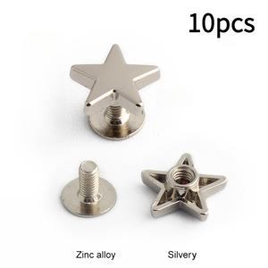 TEMU 10개, 금속 오각별 모양, 노브 아연 합금, 프레임 도금 오각별 리벳 펑크 스타일, 나사 발, 신발 모자 장식 액세서리, 가죽 핸드백 벨트 장식 못, 금속 나사, 리벳, 벨트 버클, 지갑 장식 액세서리, 의류 버클, 신발 버클
