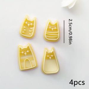 TEMU 스타일 고양이 모양 클레이 커터 4개 세트. 폴리머 클레이 귀걸이 및 스터드 주얼리 제작에 적합하며 초보자와 숙련된 주얼리 제작자 모두에게 완벽합니다.