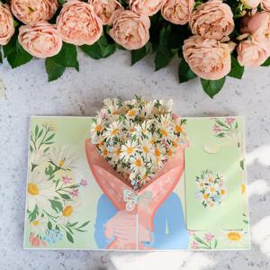 TEMU 1개, 생일, 어버이날, 기념일, 결혼식 감사, 발렌타인데이, 할로윈, 크리스마스, 친구, 아내 또는 커플을 위한 완벽한 수제 선물로 완벽한 3D 데이지 꽃 팝업 카드