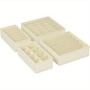 TEMU 4개 속옷 정리 세트, 접이식 서랍 정리함, 옷장 정리 시스템, 브라, 양말, 넥타이 보관함, 회색 RUS04GY