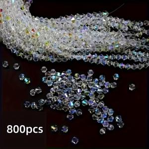 TEMU 4mm 오스트리아 유리 비즈 800개입, 주얼리, 팔찌, 목걸이 및 공예 프로젝트에 적합, 목걸이 제작, 주얼리 제작, 고급 비즈, 소형 비즈, 고품질 유리, 뛰어난 장인 정신, 비즈 용품, 주얼리 비즈, 매니아